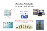 Physics Analysis - Status and Plans