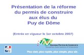 Présentation de la réforme du permis de construire aux élus du  Puy de Dôme