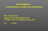 Hémovigilance :  Complications actuelles des transfusions Phn. M Lambermont