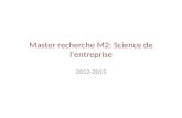 Master recherche M2: Science de l’entreprise