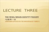 The Mind/Brain Identity Theory 心脑同一论 (another species in the materialist family)