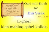 Qari  mill-Ktieb  ta’ Bin  Sirak Sir  1, 1-10