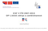 ESF V ČR 2007-2013 OP Lidské zdroje a zaměstnanost