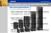 MicroMaster 440 ( Micromaster V ector)  Vermogen 0,12 - 200 kW