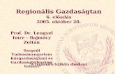 Regionális Gazdaságtan 6. előadás 2005. október 28.