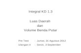 Integral KD 1.3 Luas Daerah  dan  Volume Benda Putar