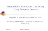Hierarchical Document Clustering Using Frequent Itemsets