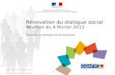 Rénovation du dialogue social Réunion du 4 février 2013