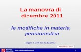 La manovra di dicembre 2011 le modifiche in materia pensionistica (legge n. 214 del 22.12.2011)