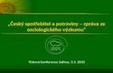 „Český spotřebitel a potraviny – zpráva ze sociologického výzkumu“