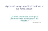 Apprentissages mathématiques  en maternelle