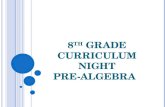 8 th  Grade Curriculum Night   Pre-Algebra