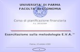 Esercitazione sulla metodologia E.V.A.™ Parma, 15 ottobre 2003