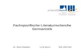 Fachspezifische Literaturrecherche Germanistik
