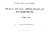 Fisica Subnucleare Modulo:  collisioni ultrarelativistiche di  nuclei  pesanti 2 a lezione
