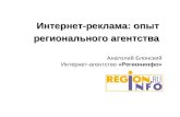 Интернет-реклама: опыт регионального агентства Анатолий Блонский Интернет-агентство «Регионинфо»