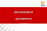 安吉汽车物流有限公司 2012 年度财务年会 二〇一二年十二月