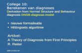 nieuwe formalisatie Hittingsets algoritme Artikel: A Theory of Diagnosis from First Principles