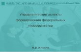 Управленческие аспекты формирования федеральных университетов А.К.Клюев