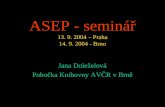 ASEP  - seminář 13. 9 . 2004  – Praha 14. 9. 2004 - Brno