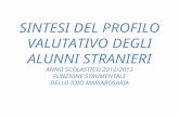 SINTESI DEL PROFILO VALUTATIVO DEGLI ALUNNI STRANIERI ANNO SCOLASTICO 2012/2013