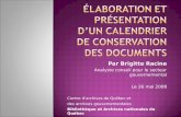 Élaboration et  Présentation d’un  calendrier de conservation des documents