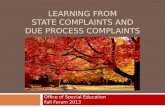 Learning from State Complaints and Due Process Complaints