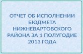 Отчет об исполнении бюджета  нижневартовского  района за 1 полугодие 2013 года