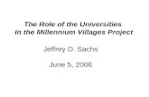 The Role of the Universities  In the Millennium Villages Project