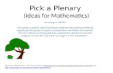 Pick a Plenary  (Ideas for Mathematics)