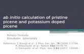 ab initio  calculation of pristine  picene and potassium doped  pi cene