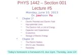 PHYS  1442  – Section  001 Lecture  #5