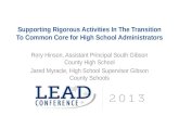 Supporting  Rigorous Activities In The Transition To Common Core for High School  Administrators