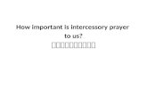 How important is intercessory prayer  to us? 为 人 代 祷 是何等重要？