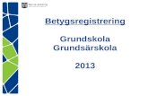 Betygsregistrering Grundskola Grundsärskola 2013