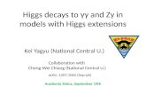 Higgs decays to  γγ  and  Zγ  in models with Higgs extensions
