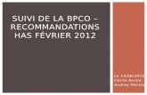 Suivi de la BPCO –  recommandations HAS Février  2012