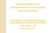 Recomendações para  Acompanhamento e Fiscalização  Técnica dos RPPS