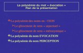 La polysémie du mot « évocation » Plan de la présentation
