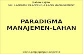 Bahan Kajian MK.  LANDUSE PLANNING & LAND MANAGEMENT PARADIGMA MANAJEMEN-LAHAN smno.pdip.ppsfpub.nop2013