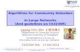 Algorithms for  Community Detection  in  Large  Networks (And guidelines on CS3230R)
