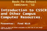 Back-To-School Seminars ‘12