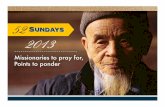 52 Sundays: Missionaries to pray for, Points to ponder