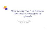How to say No in Korea:  Politeness strategies in refusals