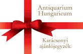 Antiquarium Hungaricum - karácsonyi ajánlójegyzék