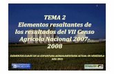 Elementos resaltantes delos resultados del VII Censo Agrícola Nacional 2007