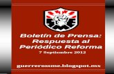 SME Boletín de Prensa: Respuesta al Periódico Reforma 7 Septiembre 2012