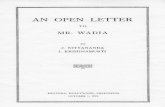 Krishna. Letter to Wadia 1922