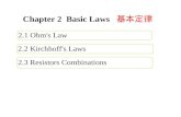 2.1 Ohm's Law 2.3 Resistors Combinations 2.2 Kirchhoff's Laws Chapter 2 Basic Laws 基本定律.