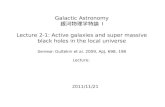Galactic Astronomy 銀河物理学特論 I Lecture 2-1: Active galaxies and super massive black holes in the local universe Seminar: Gultekin et al. 2009, ApJ, 698,